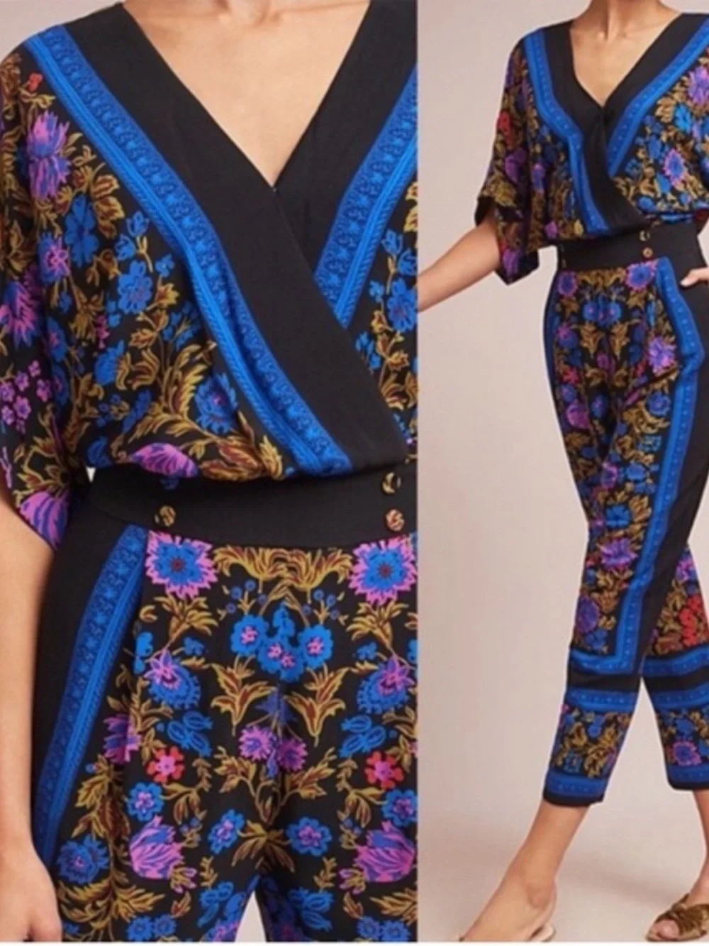 Anthropologie ett:TWA Scarf-printed Jumpsuit sz 4 PETITE - Picture 13 of 14